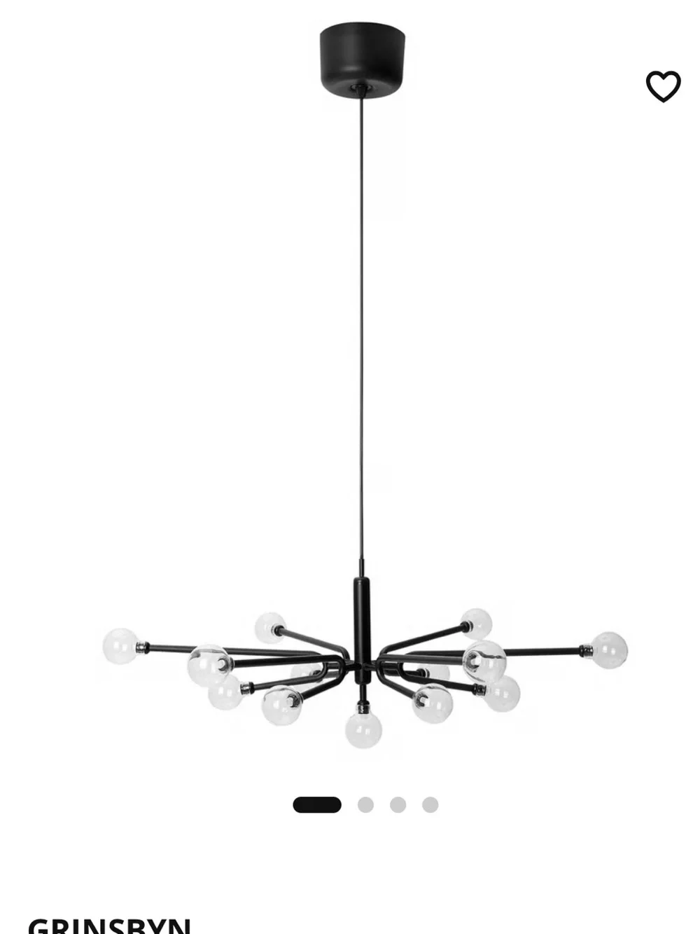 IKEA GRINSBYN 13-Arm Chandelier in Black with Clear Bulbs